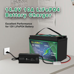 12V 10A LiFePO4 Battery Charger AC-DC Smart Charger for Lithium LiFePo4 Deep Cycle Batteries