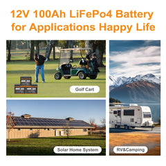 DJDCPOWER 12V 100Ah LiFePO4 Battery Built-in 100A BMS, 4000+ Deep Cycle Lithium Battery 1280Wh Energy for RV, Solar Off-Grid, Comping, Trolling Motor