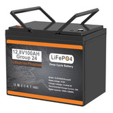 12V 100Ah LiFePO4 Battery BCI Group 24, Built-in100A BMS Lithium Battery Deep Cycle for Trolling Motor, Marine,RV, Solar System