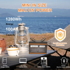 12V 100Ah LiFePO4 Battery BCI Group 24, Built-in100A BMS Lithium Battery Deep Cycle for Trolling Motor, Marine,RV, Solar System