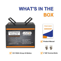 12V 100Ah LiFePO4 Battery BCI Group 24, Built-in100A BMS Lithium Battery Deep Cycle for Trolling Motor, Marine,RV, Solar System
