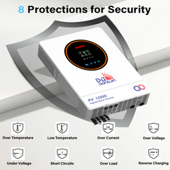 DJDCPOWER 10.2KW Solar Hybrid Inverter 48V, 230VAC Pure Sine Wave, Integrated 160A MPPT Charge Controller, Maximum PV Input 10800W, Suitable for Home Energy Storage