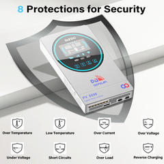 DJDCPOWER 4.5KW Hybrid Solar Inverter, 24V DC to 230V AC Pure Sine Wave, Built-in 150A MPPT Charge Controller, PV Input Range 55V-450Vdc, Suitable for 24V Home Energy Storage