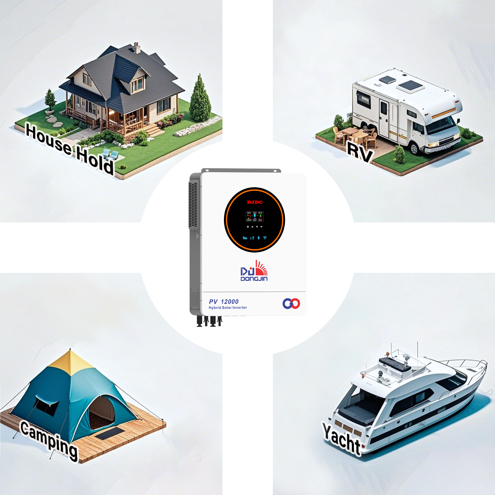 DJDCPOWER 10.2KW Solar Hybrid Inverter 48V, 230VAC Pure Sine Wave, Integrated 160A MPPT Charge Controller, Maximum PV Input 10800W, Suitable for Home Energy Storage