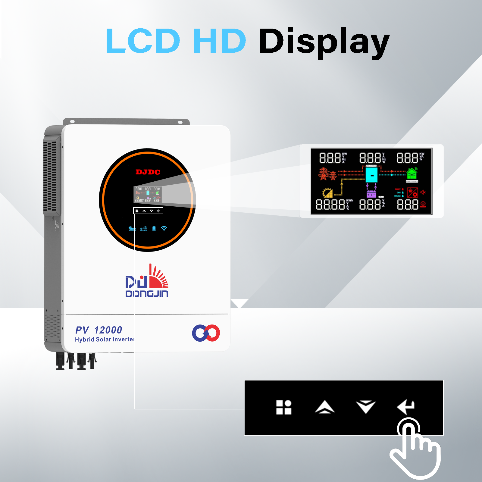 DJDCPOWER 10.2KW Solar Hybrid Inverter 48V, 230VAC Pure Sine Wave, Integrated 160A MPPT Charge Controller, Maximum PV Input 10800W, Suitable for Home Energy Storage