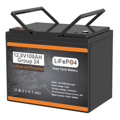 12V 100Ah LiFePO4 Battery BCI Group 24, Built-in100A BMS Lithium Battery Deep Cycle for Trolling Motor, Marine,RV, Solar System